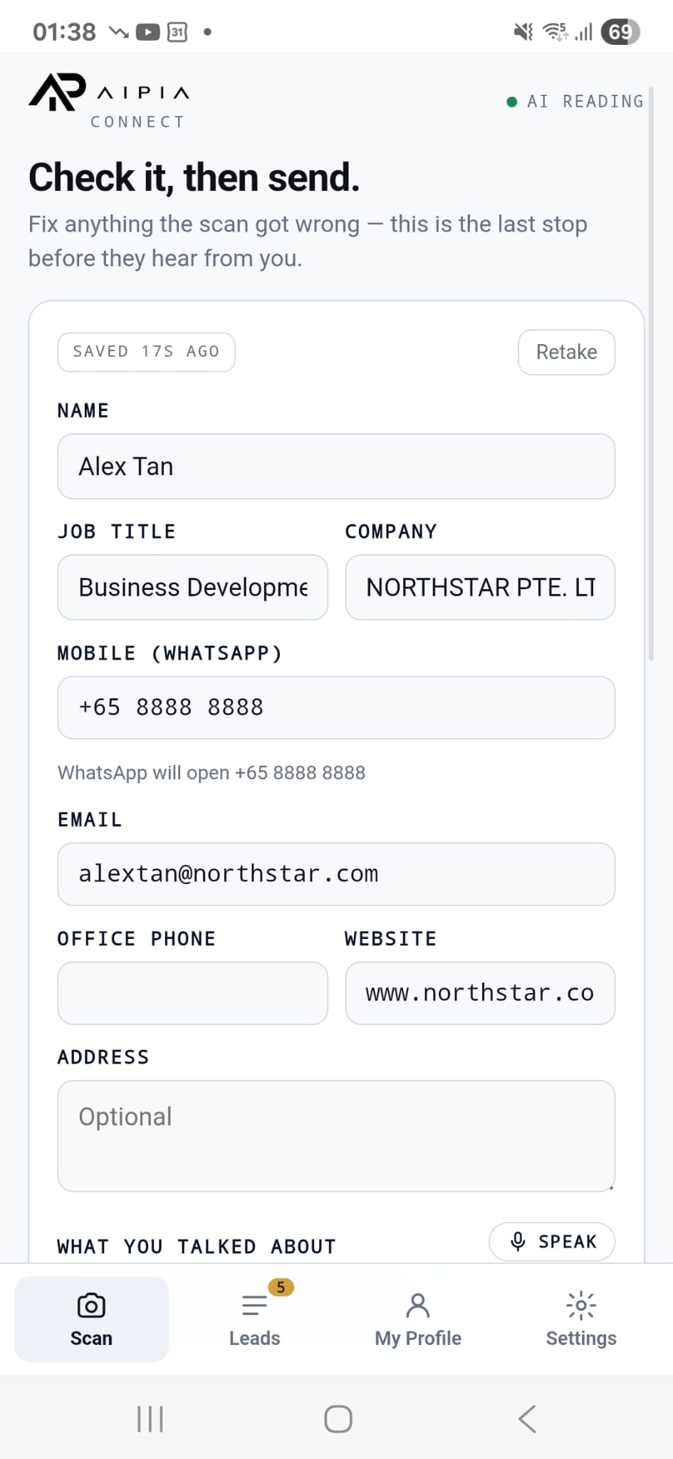 Alex Tan contact scan