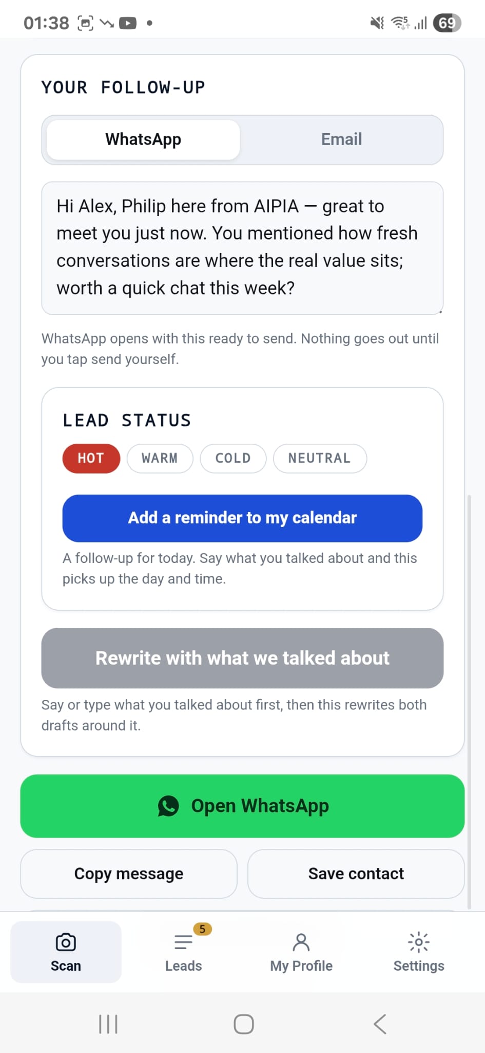 Alex Tan AI follow-up